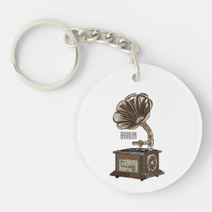 Turntable cartoon illustration  keychain