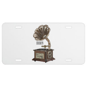 Turntable cartoon illustration  license plate