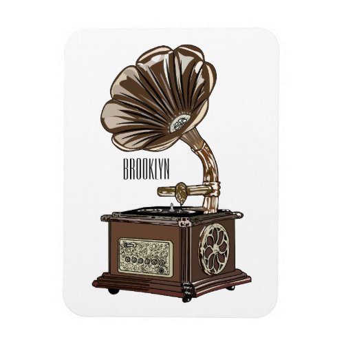 Turntable cartoon illustration  magnet