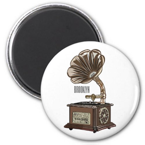 Turntable cartoon illustration  magnet