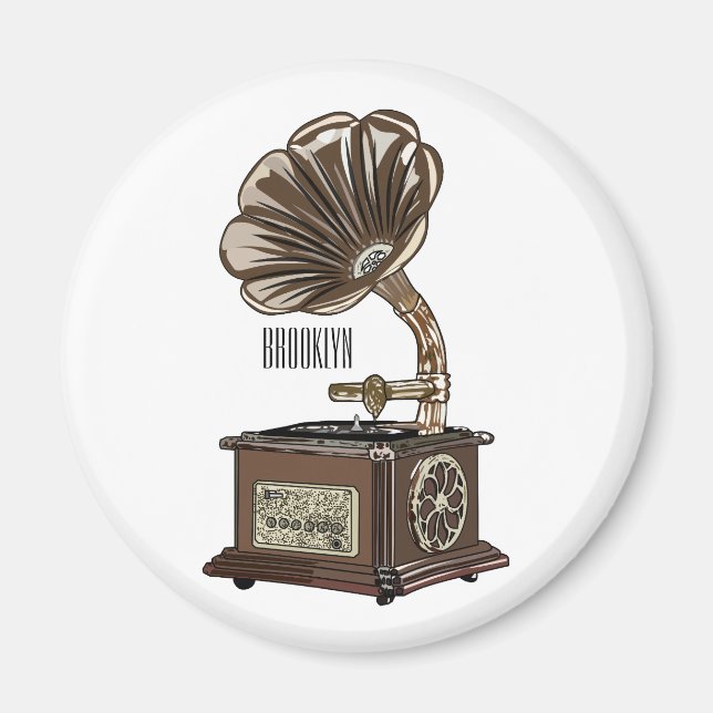 Turntable cartoon illustration  magnet (Front)