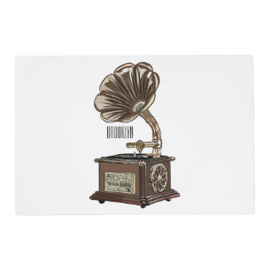 Turntable cartoon illustration  placemat