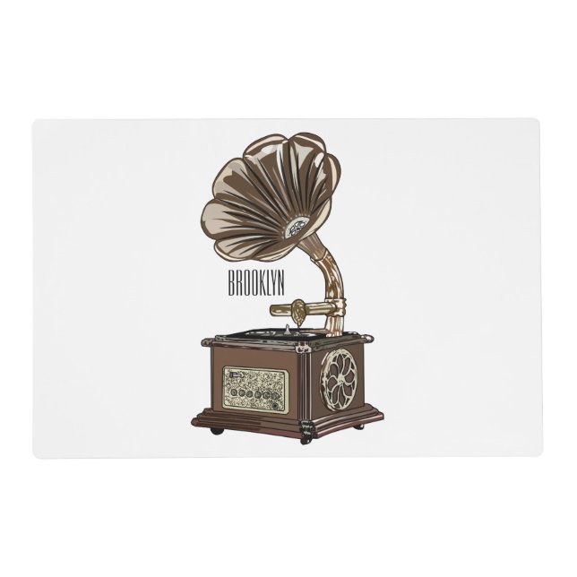 Turntable cartoon illustration  placemat (Front)