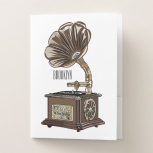 Turntable cartoon illustration pocket folder