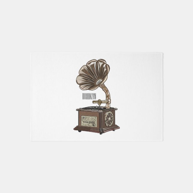 Turntable cartoon illustration  rug (Front)