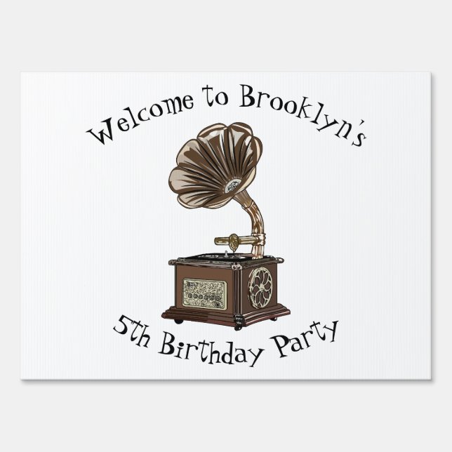 Turntable cartoon illustration sign (Front)