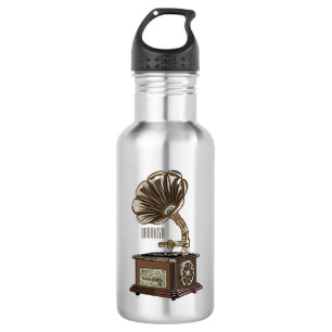 Turntable cartoon illustration stainless steel water bottle