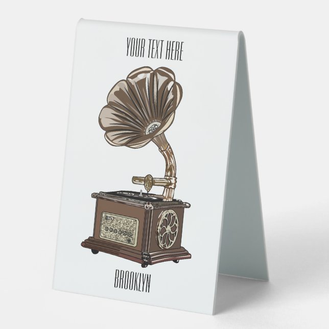 Turntable cartoon illustration  table tent (Front)