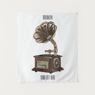 Turntable cartoon illustration  tapestry