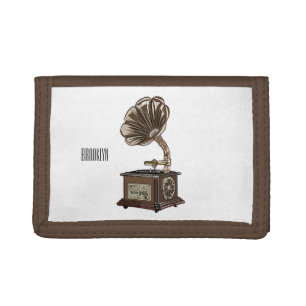 Turntable cartoon illustration tri-fold wallet