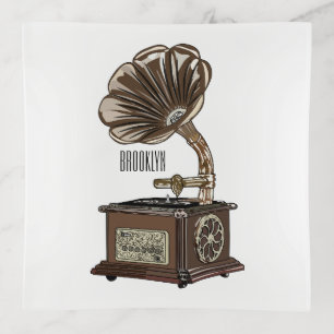 Turntable cartoon illustration  trinket tray