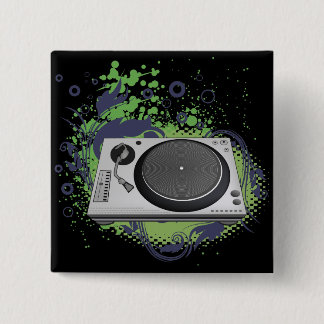 turntable deejay  vector pinback button
