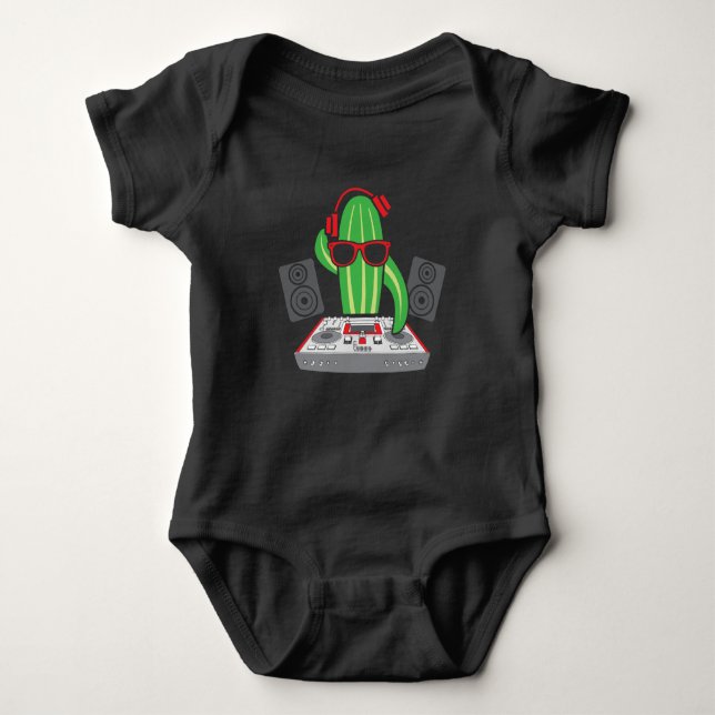 Turntable DJ Music Pickle Electronic Rave Musician Baby Bodysuit (Front)
