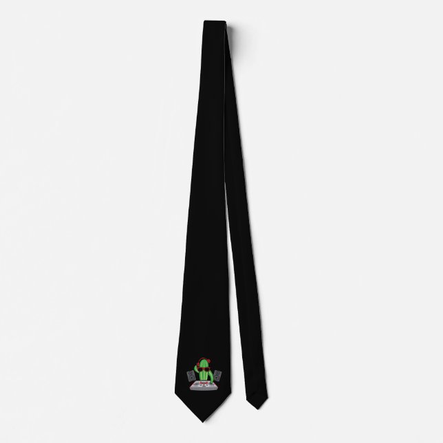 Turntable DJ Music Pickle Electronic Rave Musician Neck Tie (Front)