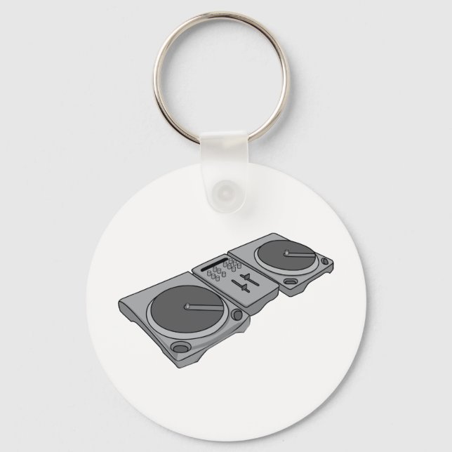 Turntable Phonograph Record Player DJ Keychain (Front)