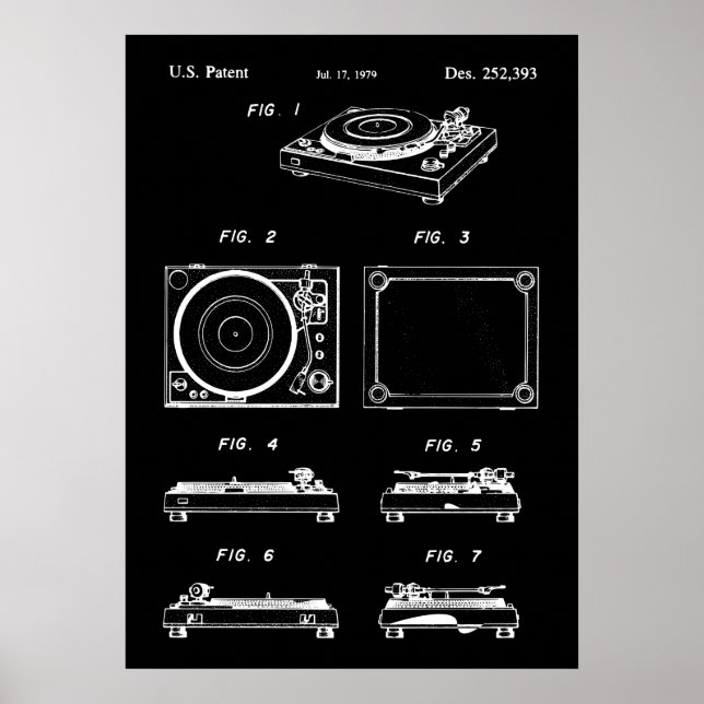 Turntable Record Player Poster Patent (Front)