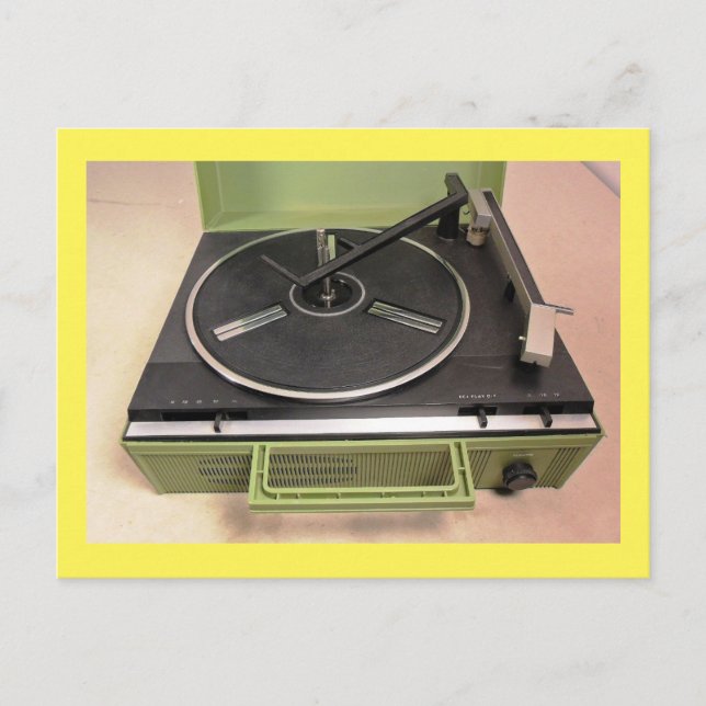 Turntable Record Player Retro Tech Postcard (Front)