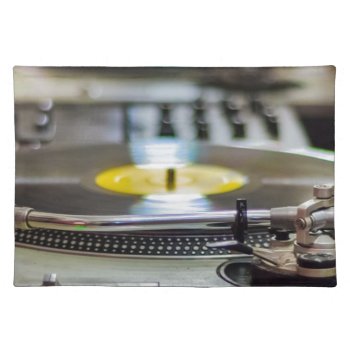 Turntable Record Vinyl Music Sound Retro Vintage Cloth Placemat by Everstock at Zazzle