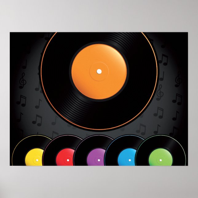 Turntable Records In Vivid Colors Poster (Front)