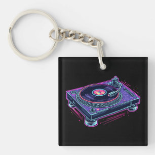 Turntable Vintage Audio LP Vinyl Record Player Keychain