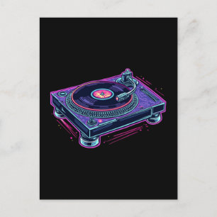 Turntable Vintage Audio LP Vinyl Record Player Postcard