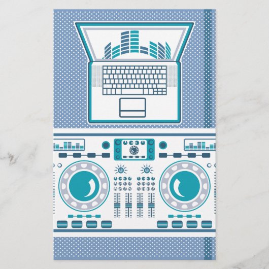 Turntable with Laptop DJ equipment Vector (Front)