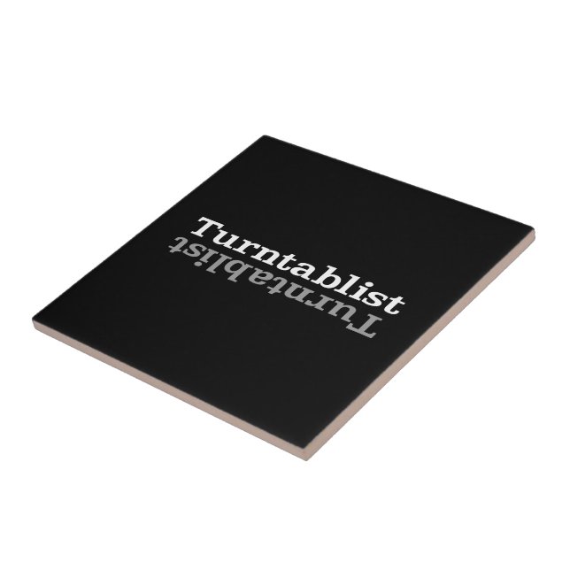 Turntablist ʇsılqɐʇuɹn⊥ ceramic tile (Side)