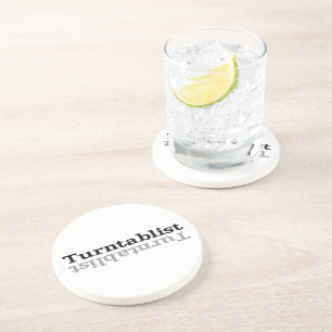 Turntablist ʇsılqɐʇuɹn⊥ drink coaster