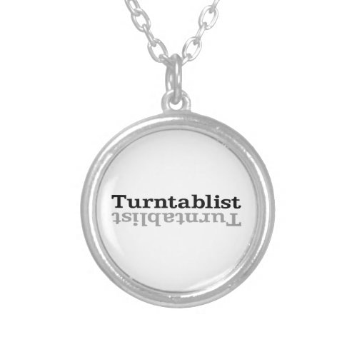 Turntablist ʇsılqɐʇuɹn silver plated necklace