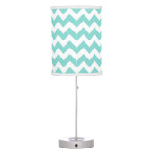 Turq / Aqua Wht Chevron Navy 3 Initial Monogram Table Lamp (Back)