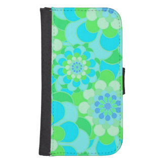Turqoise and Green Floral Samsung S4 Wallet Case