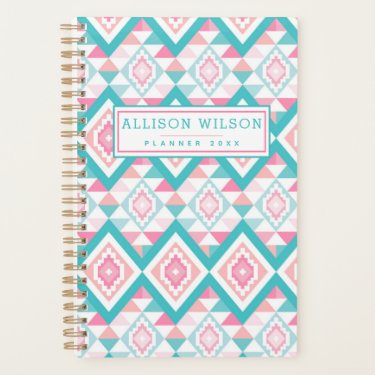 Turqoise and Pink Boho Aztec Pattern