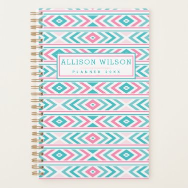 Turqoise and Pink Boho Aztec Pattern