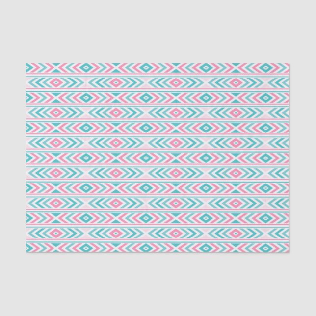 Turqoise and Pink Boho Aztec Pattern Tissue Paper (Front)