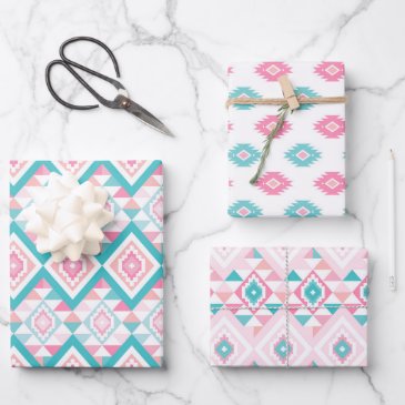 Turqoise and Pink Boho Aztec Pattern