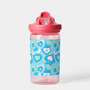 Turqoise Blue Retro Heart Tumbler Water Bottle