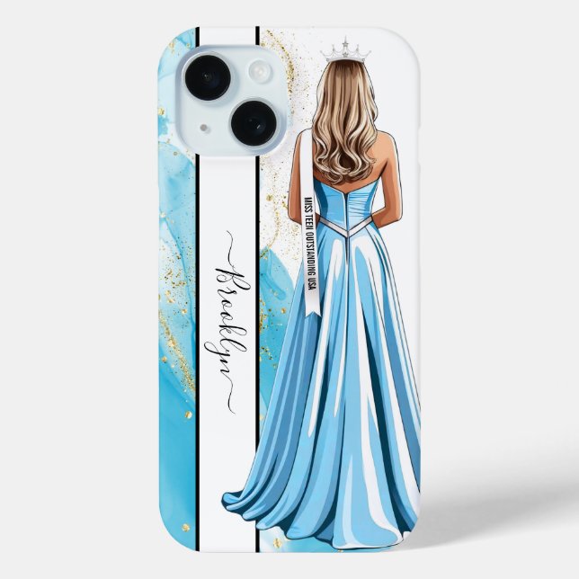 Turqoise Dreams Pageant Portrait Blonde Case-Mate iPhone Case (Back)