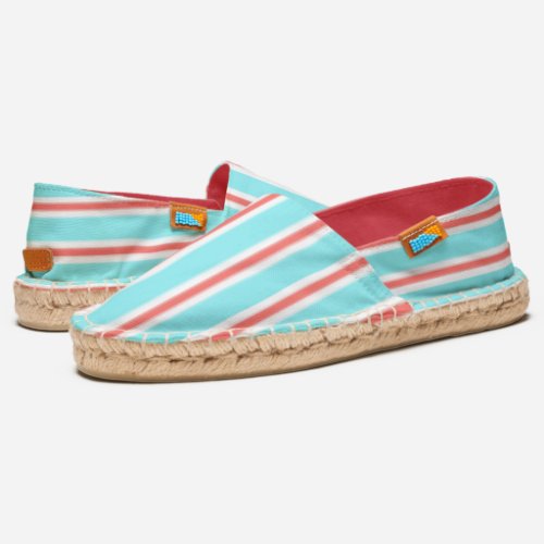 Turqoise Red  White Striped Espadrilles