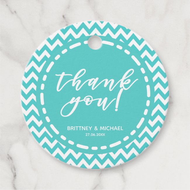 Turqoise / Teal Chevron Pattern - Thank You