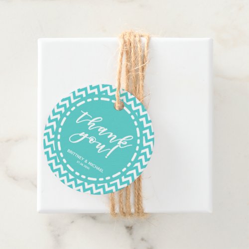 Turqoise  Teal Chevron Pattern _ Thank You Favor Tags