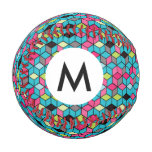 Turqouise and Pink Cube Pattern Baseball