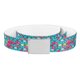 Turqouise and Pink Cube Pattern Belt