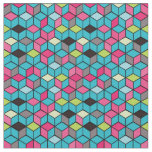 Turqouise and Pink Cube Pattern Fabric