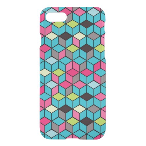 Turqouise and Pink Cube Pattern iPhone SE87 Case