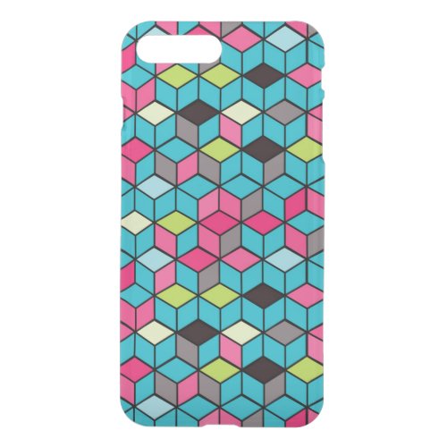 Turqouise and Pink Cube Pattern iPhone 8 Plus7 Plus Case