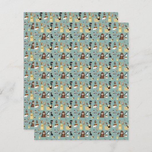 turqouise background dogs pattern. (Front/Back)