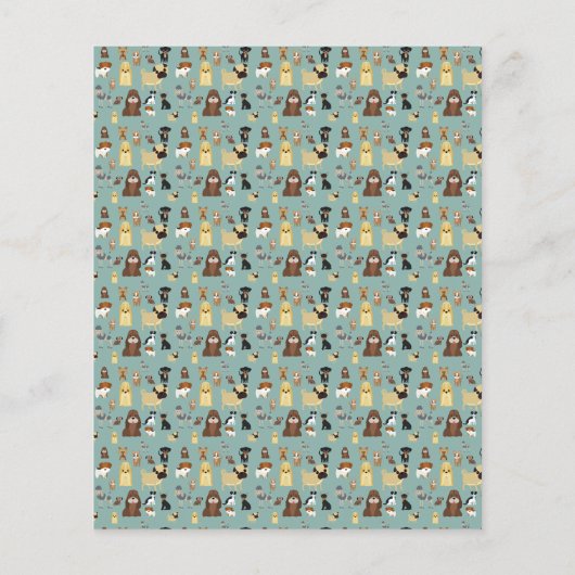 turqouise background dogs pattern. (Back)