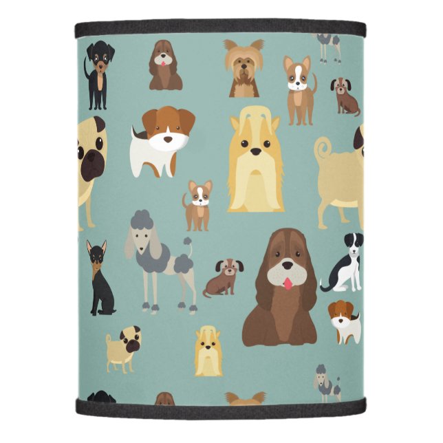 turqouise background dogs pattern. lamp shade (Front)