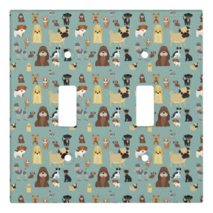 turqouise background dogs pattern. light switch cover