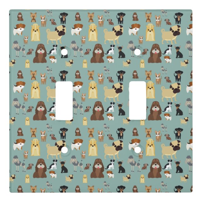 turqouise background dogs pattern. light switch cover (Front)